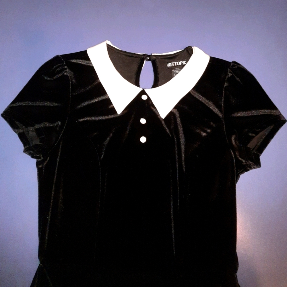 Wednesday Addams-like Black & White Collared Dress